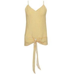 Stripe Tie Front Silk Camisole in Yellow White
